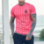 Camiseta de manga curta com decote em O masculina, top com letra rei, roupa casu