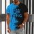 Imagem do Camiseta de manga curta com decote em O masculina, top com letra rei, roupa casu