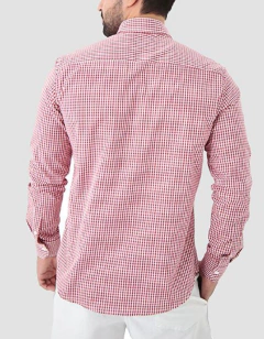 Camisa Slim Xadrez Vermelho e Branco na internet