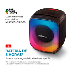 Caixa Amplificada AIWA Party Box PB07, 100W, IPX4, AWS-PB-07 - Mais Informática