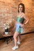 Shorts Verde Malva com Sobreposição Branco - comprar online