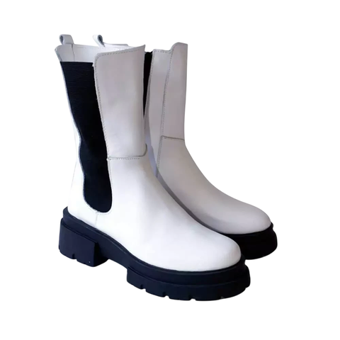 Borcego Alicia Bot 4 Cuero Vacuno Blanco - comprar online