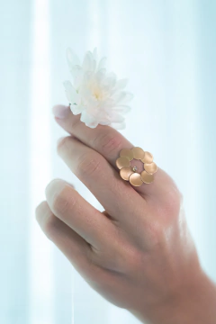 Anel flor círculos com brilhante - comprar online
