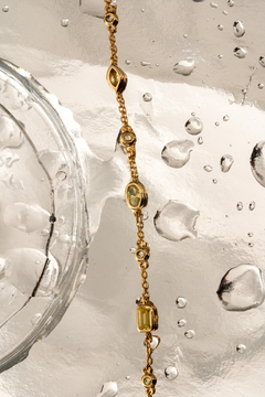 Pulseira Oval Cravação Inglesa Navete e Retângulo B de Ouro - comprar online