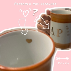 Caneca porcelana inicial em ouro e aquarela - loja online
