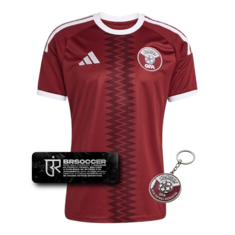 Camisa Catar I Copa do Mundo 2026 - Torcedor Adidas Masculina - Vermelha