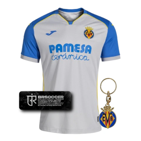 Camisa Villarreal II 26/27 - Torcedor Joma Masculina - Cinza e azul