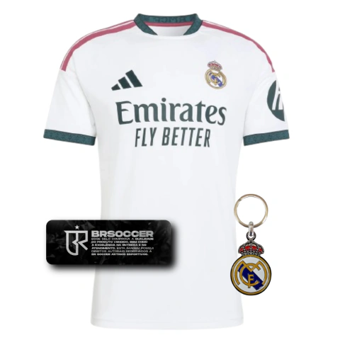 Camisa Real Madrid I 26/27 - Torcedor Adidas Masculina - Branca com detalhes verdes e rosas