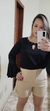 BLUSA MANGA LONGA COM DETALHES EM PÉROLAS E STRASS na internet