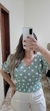 BLUSA POÁ VERDE CLARO MANGA PRINCESA COM DETALHES EM BABADOS