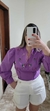 BLUSA cropped manga longa lilás com detalhes bordados - comprar online