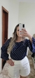 BLUSA azul marinho poá manga longa com detalhe nas mangas - comprar online