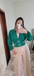 BLUSA VERDE MANGA LONGA TECIDO DUNA COM DETALHES EM STRASS - comprar online