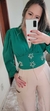 BLUSA VERDE MANGA LONGA TECIDO DUNA COM DETALHES EM STRASS na internet