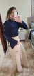CAMISA AZUL MARINHO MANGA LONGA COM DETALHES EM PÉROLAS NA GOLA E MANGA COM FITA