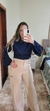 CAMISA AZUL MARINHO MANGA LONGA COM DETALHES EM PÉROLAS NA GOLA E MANGA COM FITA - comprar online