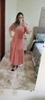 VESTIDO MIDI MANGA PRINCESA ACOMPANHA CINTO TODO ENCAPADO