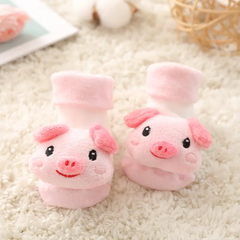 Meias de piso animal cartoon para bebê, meias super macias com sinos, meias fofas - baby love