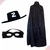 Fantasia Zorro Masculina Feminina Chapéu Capa Máscara 3 Pcs - comprar online