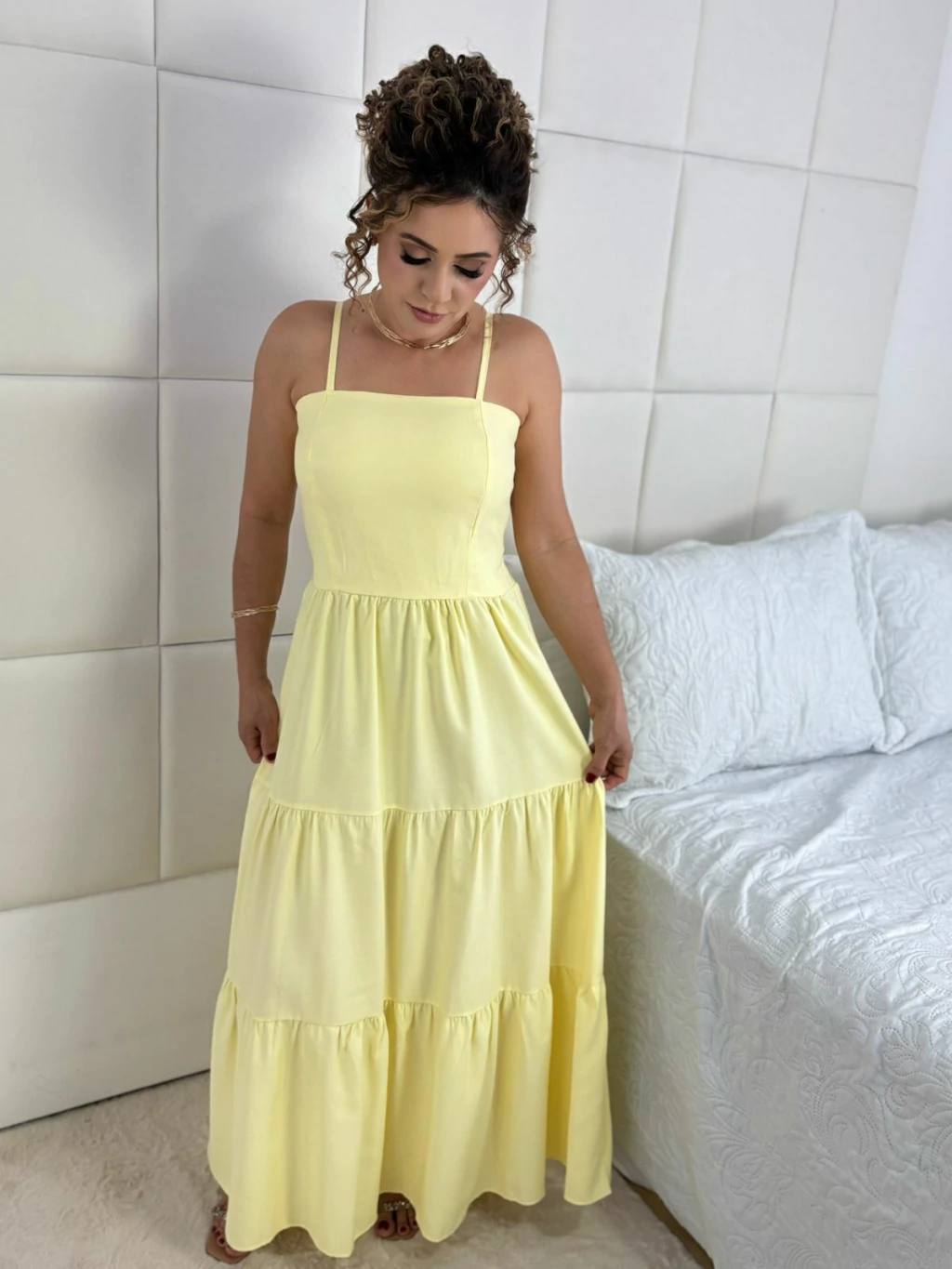 Vestido Paola Amarelo Manteiga