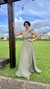 Vestido longo nula manga verde oliva - loja online