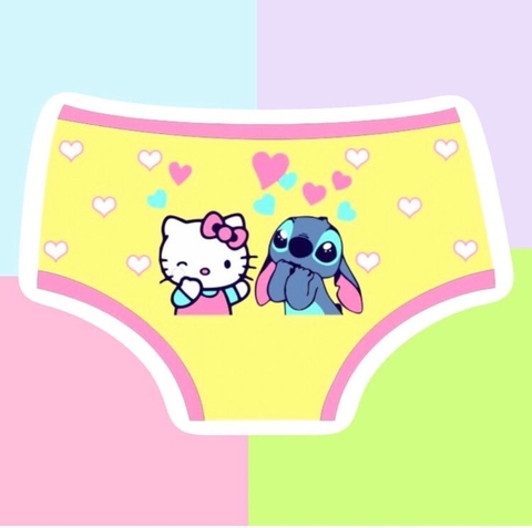 Calcinha Infantil Stitch e Hello Kitty
