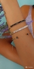 Pulseira de malha grumet com cristais ônix. - comprar online