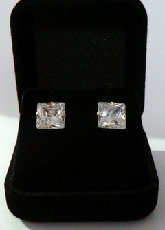 Brinco De Prata 925 Carre Quadrado Zircônia 8mm - DARELIS - Sua loja virtual de joias e acessórios em prata 925