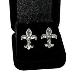 Brinco De Prata 925 Flor De Lis Com Zircônia - comprar online