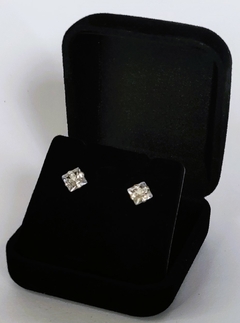 Brinco De Prata 925 Carre Quadrado Zircônia 6mm na internet