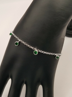 Pulseira de Prata de Qualidade com Pedra Verde