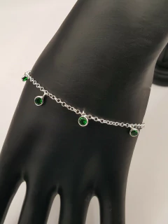Pulseira de Prata de Qualidade com Pedra Verde