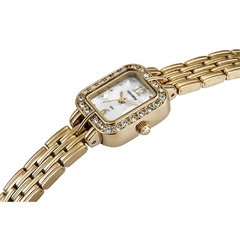 Relógio Feminino Quadrado Madrepérola Cristais Dourado 99781LPMVDE1 - comprar online