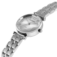 Relógio Feminino Cristais Vidro Facetado Prata - comprar online