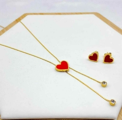 Conjunto Coração Dourado (Aço Inoxidável)