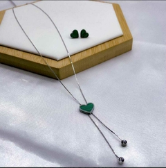 Conjunto Coração Prata (Aço Inoxidável) - loja online