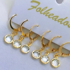 Kit Brincos Argolinha Click - Folheado a Ouro
