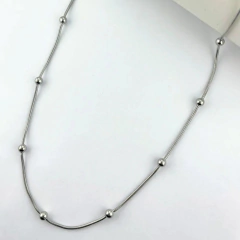 Colar Bolinhas Aço Inoxidável Prata na internet