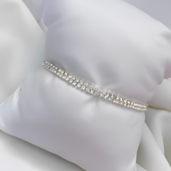 Pulseira Dupla Mini Strass Elástica Folheada à Prata 925
