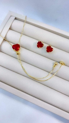 Conjunto Coração Gravatinha - Folheado à Ouro - comprar online