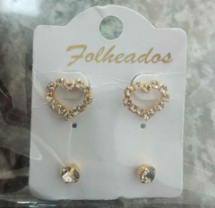 Dupla Brincos Coração e Ponto de Luz - Folheados a Ouro na internet
