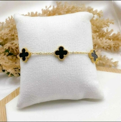 Pulseira Trevo Resinado Dourado - Aço Inoxidável - loja online