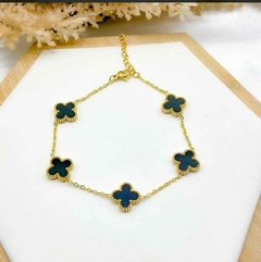 Pulseira Trevo Resinado Dourado - Aço Inoxidável - Gold Style