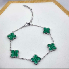 Pulseira Trevo Resinado Prata - Aço Inoxidável na internet