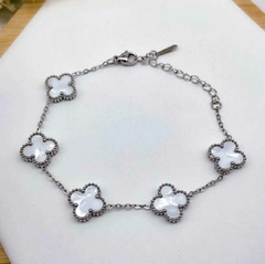 Pulseira Trevo Resinado Prata - Aço Inoxidável - loja online