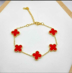Pulseira Trevo Resinado Dourado - Aço Inoxidável - comprar online