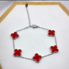 Pulseira Trevo Resinado Prata - Aço Inoxidável
