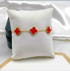 Pulseira Trevo Resinado Dourado - Aço Inoxidável na internet