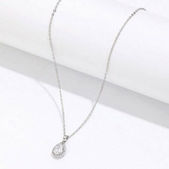 Colar Gota Strass Prata - Aço Inoxidável na internet