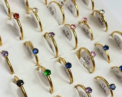 Anel Solitário Dourado 2mm - Aço Inoxidável - comprar online